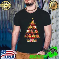 Top fast Food Lover Xmas Lighting Santa Fast Food Christmas Tree T-Shirt Guys V Neck