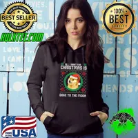 Top funny Christmas All I Want for Christmas is Doge to the Moon T-Shirt