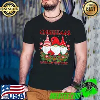 Top Gnome Family Xmas Santa Christmas Buffalo Red Plaid T-Shirt Guys V Neck