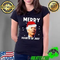 Top Joe Biden Santa Merry Fourth of July Trick Or Treat Xmas T-Shirt Ladies Tee