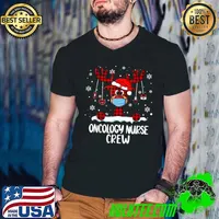 Top Oncology Nurse Crew Plaid Reindeer Santa Hat Nursing Xmas T-Shirt Guys V Neck