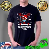 Top Oncology Nurse Crew Plaid Reindeer Santa Hat Nursing Xmas T-Shirt Unisex
