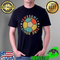 Awesome 9 Years Old Gifts Awesome Since 2012 9th Birthday Soccer T Shirt Unisex