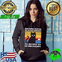 Awesome Cat Mon Animal Spirituel Est Un Chat Grincheux Qui Gifle Les Gens Agacants Vintage Shirt Hoodie