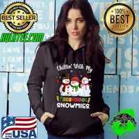 Awesome Chillin With My Preschool Snowmies Christmas Teacher T-Shirt Hoodie
