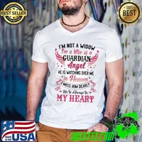 Awesome I'm A Wife Of A Guardian Angel He Is Watching Over In Heaven He Is Always In My Heart Shirt