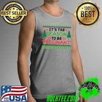 Awesome It’s The Season To Be Pregnant Baby Announcement Christmas T-Shirt Tank Top