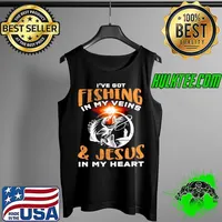 Awesome Ive got fishing in my veins and jesus in my heart Tank Top