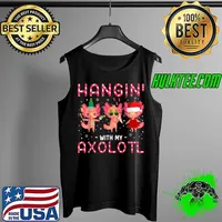 Best Hangin' With My Santa Axolotl Funny Christmas Walking Fish T-Shirt Tank Top