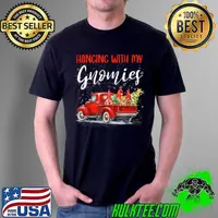 Best Hanging With My Gnomies Christmas Red Truck Xmas Tree Gnomes T Shirt Unisex