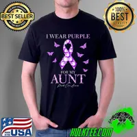 Best I Wear Purple For My Aunt Pancreatic Cancer Awareness T- Unisex