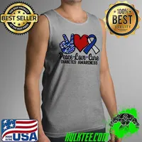 Best In November We Wear Blue Butterflies Peace love cure Diabetes Awareness T- Tank Top