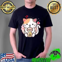 Cat Boba Tea Bubble Tea Kawaii Anime Japanese Neko Girl Teen T-Shirt Unisex