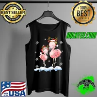 Christmas Flamingo Santa Hat Xmas Lights Flamingo Loves Cute T-Shirt Tank Top
