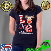 Christmas Nurse Love Caregiver Life Santa Reindeer Nurse Hat Elf Sweater Shirt Ladies Tee