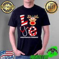 Christmas Nurse Love Respiratory Therapist Santa Reindeer Nurse Hat Elf Sweater Shirt Unisex