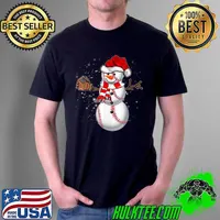 Funny Baseball Snowman Balls Snow Christmas Pajama Santa Claus T-Shirt Unisex