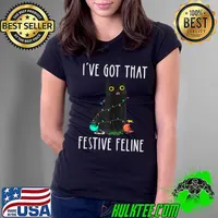 Funny Cat Christmas Festive Feline For Men Women & Kids Xmas T- Ladies Tee