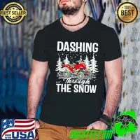 Funny Dashing Though The Snow 4-wheeler ATV Quad Bike Christmas Guys V Neck