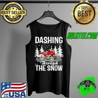 Funny Dashing Though The Snow 4-wheeler ATV Quad Bike Christmas Tank Top