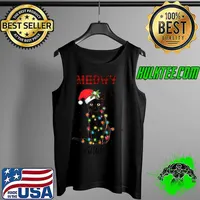 Funny Funny Santa Black Cat Meowy Bright Christmas Pajama Family T Shirt Tank Top