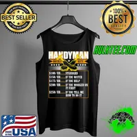 Funny Handyman Hourly Rate Labor Price Chart Home Repair T-Shirt Tank Top