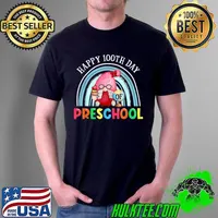 Funny Happy 100 Days Of Preschool Funny Gnome Gnomies Rainbow T-Shirt Unisex