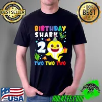 Funny Kids Baby Cute Shark 2nd Birthday Boy Girl 2 Year Old Gifts T Shirt Unisex