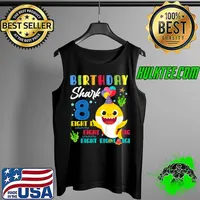 Funny Kids Baby Cute Shark 8th Birthday Boy Girl 8 Year Old Gifts T Shirt Tank Top