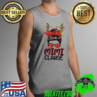 Funny Mimi Claus Messy Bun Wink Eye Christmas Reindeer Women T-Shirt Tank Top