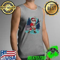 Funny Santa claus playing guitar rock christmas music Tank Top