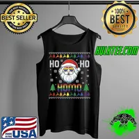 Funny Ugly Christmas Funny Gay Pride LGBTQ Santa Claus Ho Ho Homo T- Tank Top