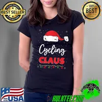 Nice Cycling Santa Claus Christmas Funny Family Matching Costume T-Shirt Ladies Tee