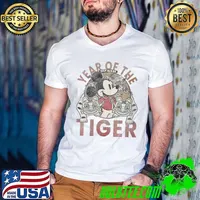 Nice Disney Mickey And Friends Lunar New Year 2022 Mickey Tiger T-Shirt Guys V Neck