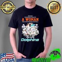 Nice Never underestimate a woman who understands football and loves dolphins signatures Unisex
