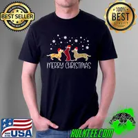 Official Dachshund Merry Christmas Cute Plaid Leopard Doxie Dog X-Mas T-Shirt Unisex