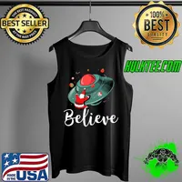 Official Funny Christmas Alien UFO Santa Claus Abduction Xmas Believe T-Shirt Tank Top