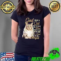 Official God Made A Cat From The Breath Wind Earth And The Soul Of An Angel Shirt Ladies Tee
