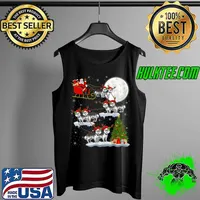 Official Xmas Lighting Tree Santa Riding Siberian Husky Christmas T Shirt Tank Top