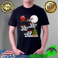 Official Xmas Lighting Tree Santa Riding Siberian Husky Christmas T Shirt Unisex