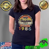 Original Happy 35th Birthday Vintage November 1986 35 Years Old T Shirt Ladies Tee