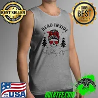 Premium Dead Inside But Jolly It Skull Girl Christmas Shirt Tank Top