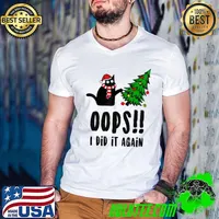 Premium Funny Black Cat Christmas Tree Oops I Did It Again Britney Spears Unisex Sweatshirt