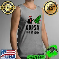 Premium Funny Black Cat Christmas Tree Oops I Did It Again Britney Spears Unisex Sweat Tank Top