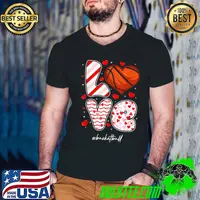 Premium Funny Hearts LOVE Basketball Player Lover Sport Valentines T-Shirt Guys V Neck