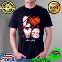 Premium Funny Hearts LOVE Basketball Player Lover Sport Valentines T-Shirt Unisex