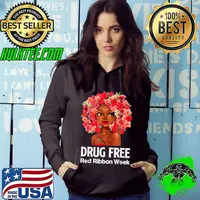 Premium In October We Wear Red Ribbon Week BlackWoman Awareness 2021 T Shirt Hoodie
