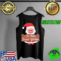 Premium TOP SANTA CLAUS FACE MASK 2020 ONE MERRY SOCIAL WORKER CHRISTMAS SHIRT Tank Top
