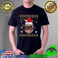 Pug Dog Christmas Santa Ugly Sweater Dog Lover Xmas Pjs T-Shirt Unisex