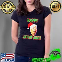 Santa Biden Anti Joe Biden Happy 4th of July Biden X mas T Shirt Ladies Tee